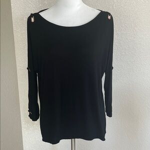 Cable & Gauge Black Blouse with Cutout Details